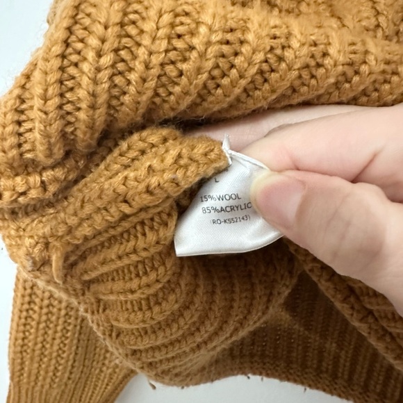 Roolee mock neck pullover knit sweater size large orange burnt rust wool blend - Picture 4 of 4